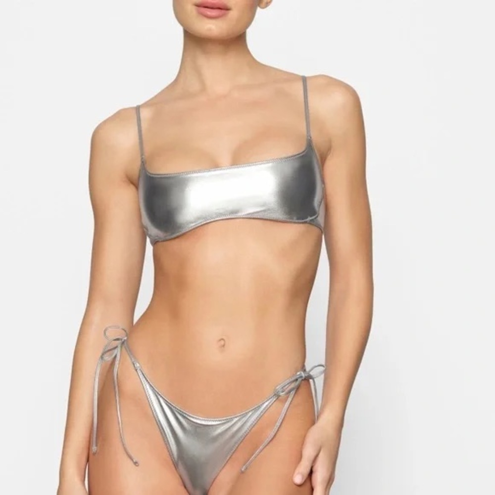Silver Bikini Set with Shorts